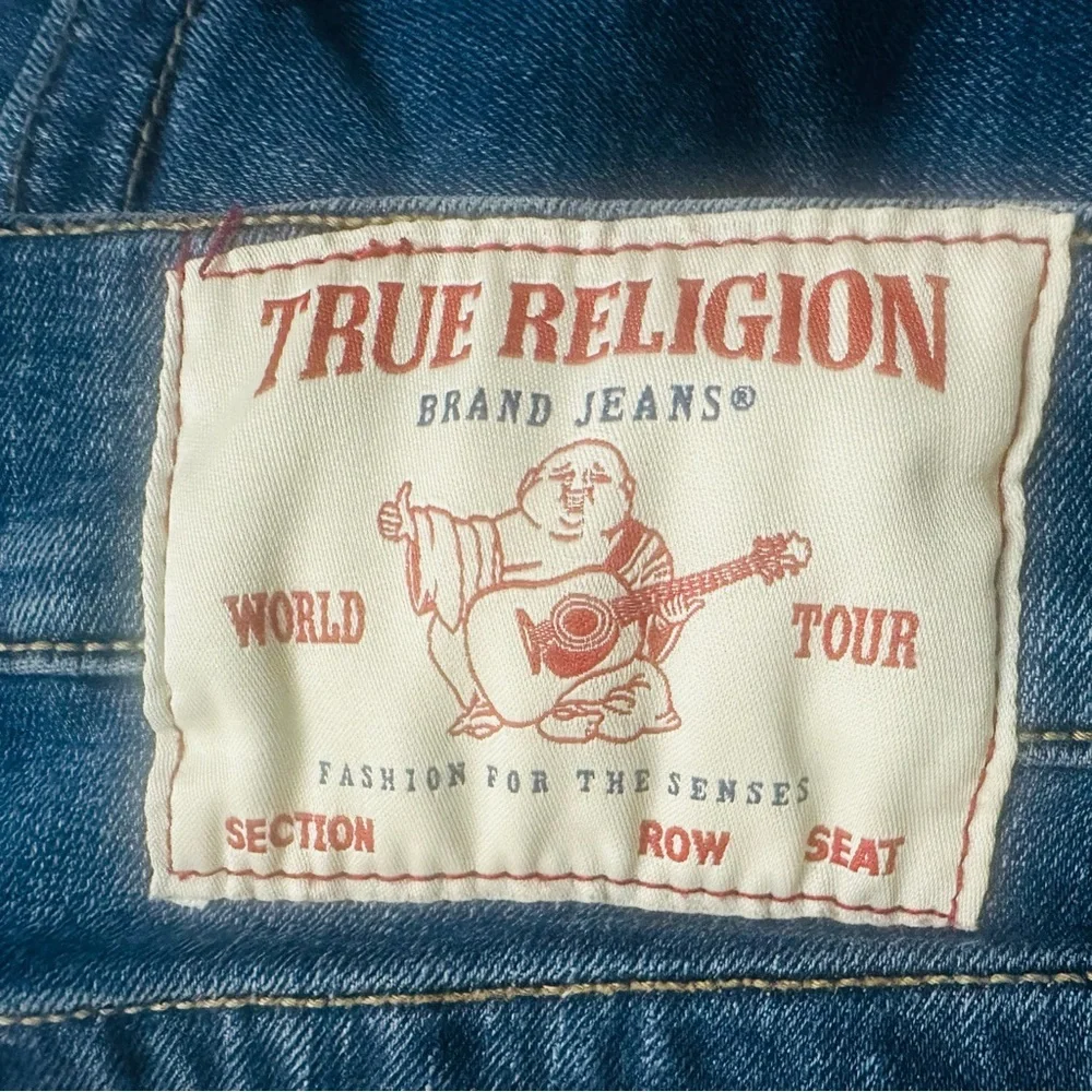 True Religion Ricky Relaxed Straight Jeans Sz 32 Button Pocket Flap American Y2K